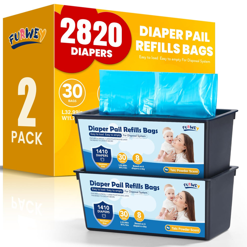 FURWEY diaper-pail refill 30 bags per pack for long-lasting containment.