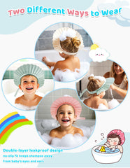 FUSACONY Bath visor shields eyes and ears during washing.