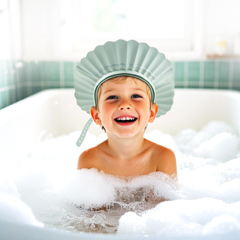FUSACONY Kids Shower Cap adjustable fit protects eyes during bath.