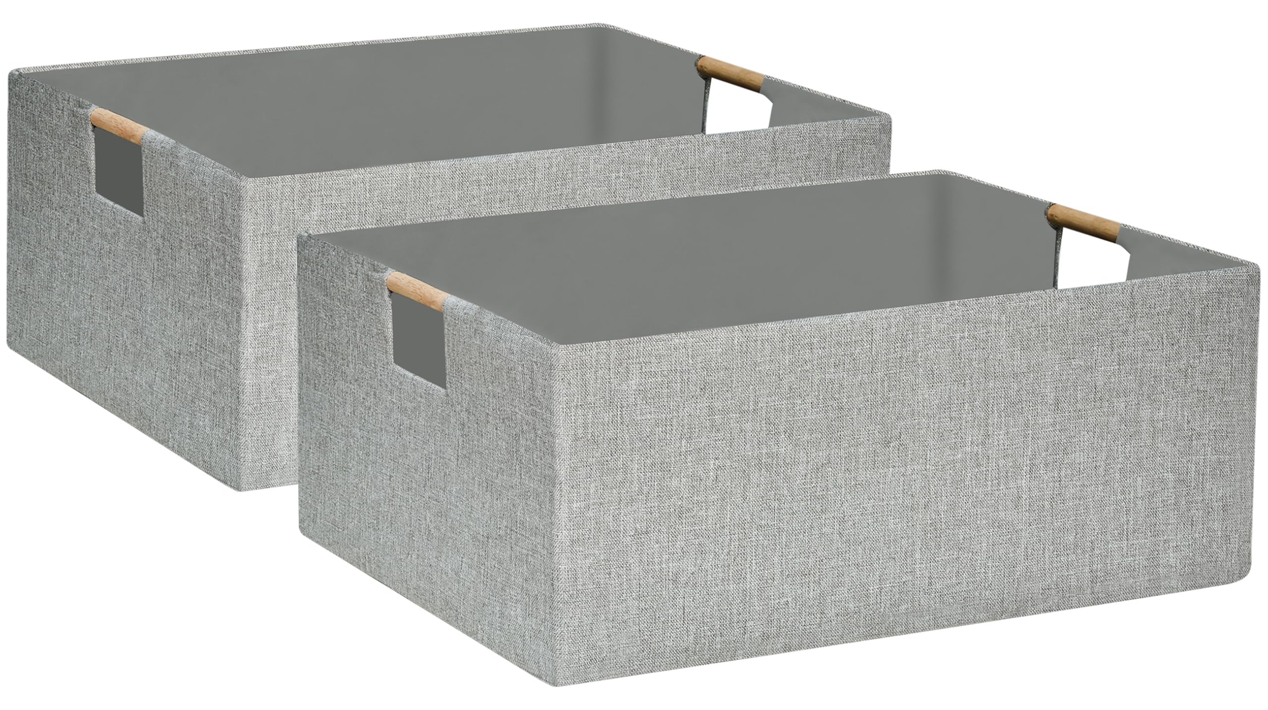 fuuloxe collapsible storage box with wooden handles for easy transport between rooms.