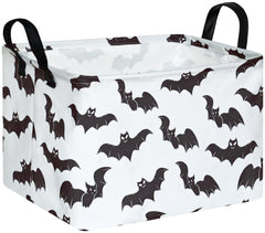 FUULOXE Halloween bat storage basket with handles for easy toy storage and decor.