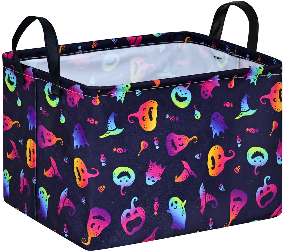 FUULOXE Halloween Ghost Storage Basket with handles for easy candy collection
