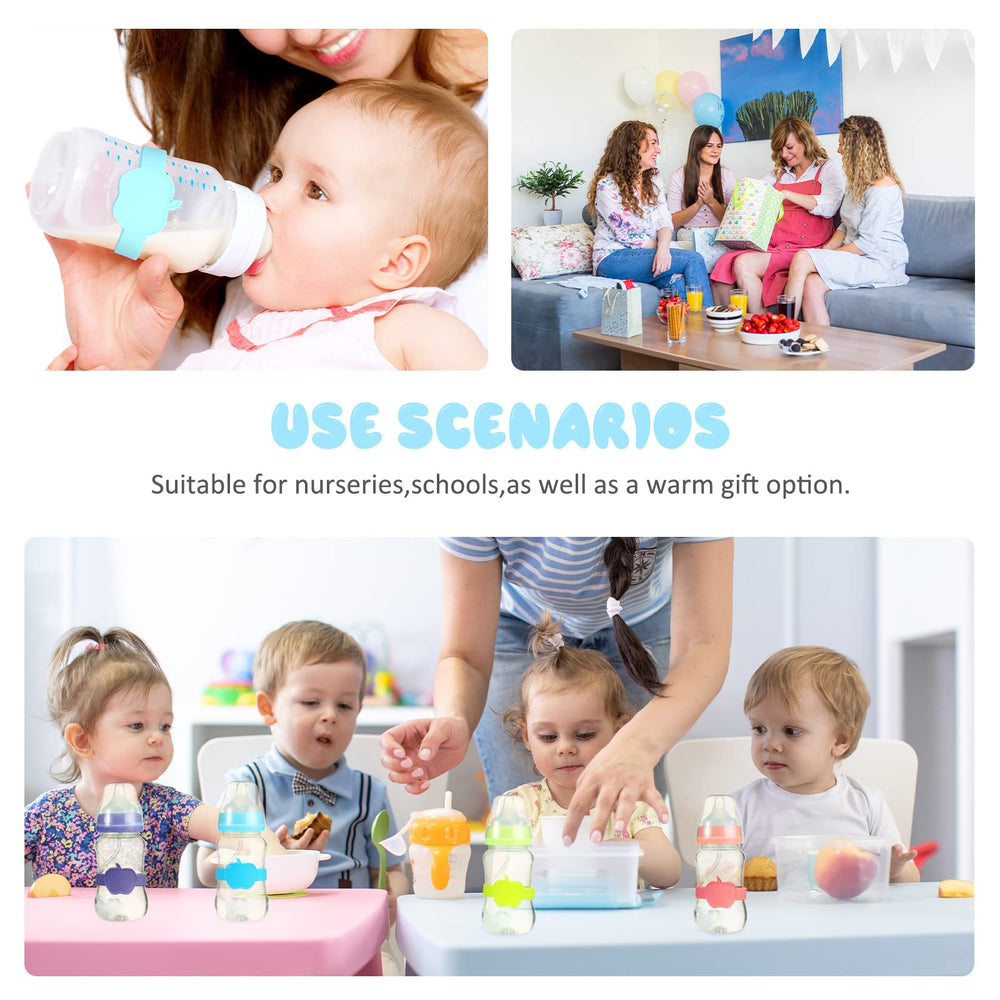 Bright four-color set helps quick bottle identification.