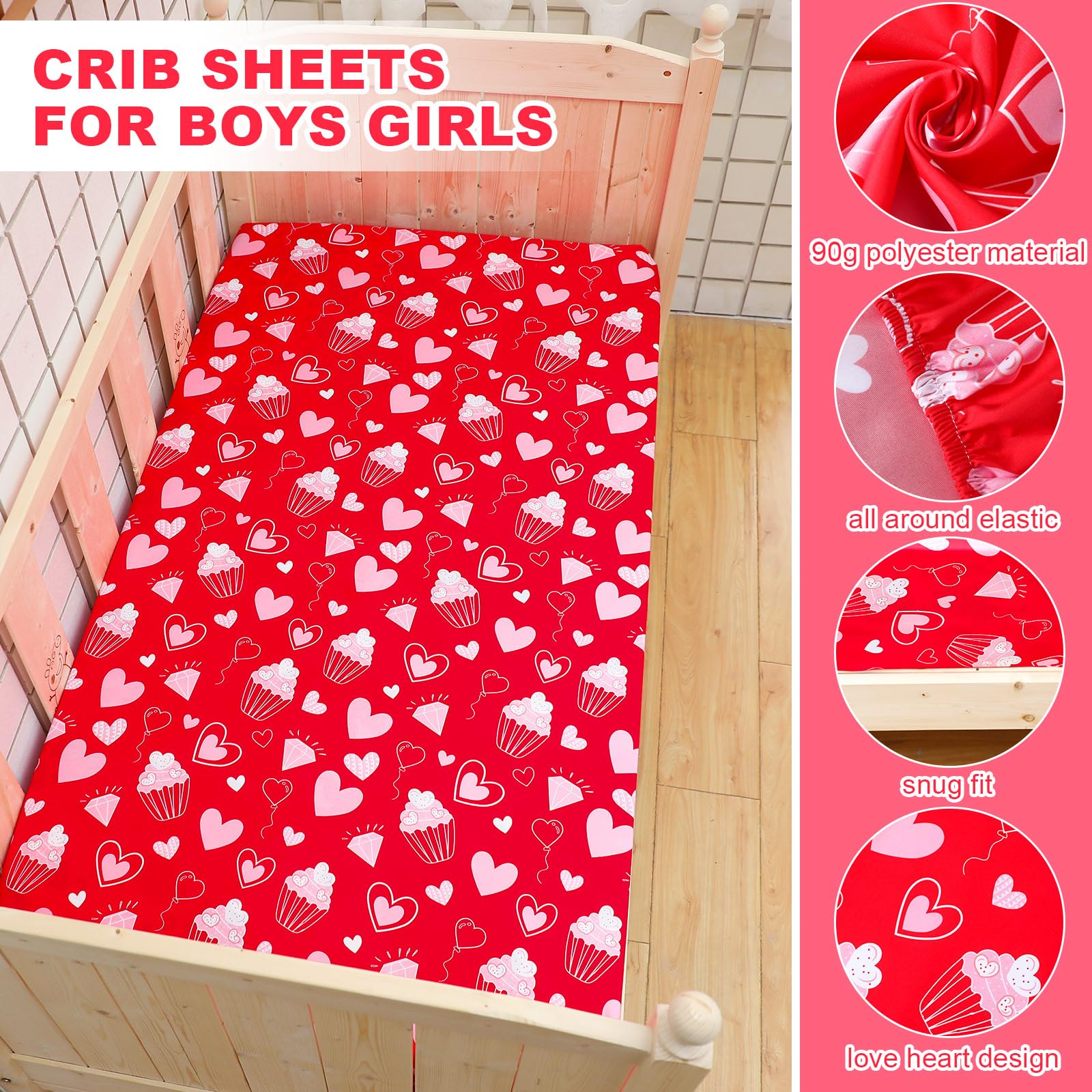 FuWeave Valentines cupcake pattern invites curiosity during diaper changes.