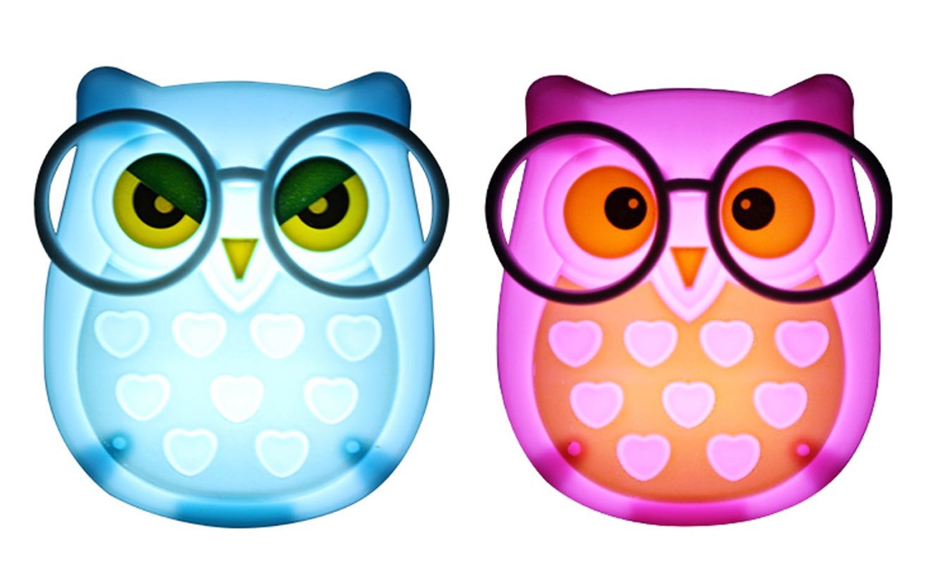 FuWinet owl night light in blue provides soft bedside illumination for kids