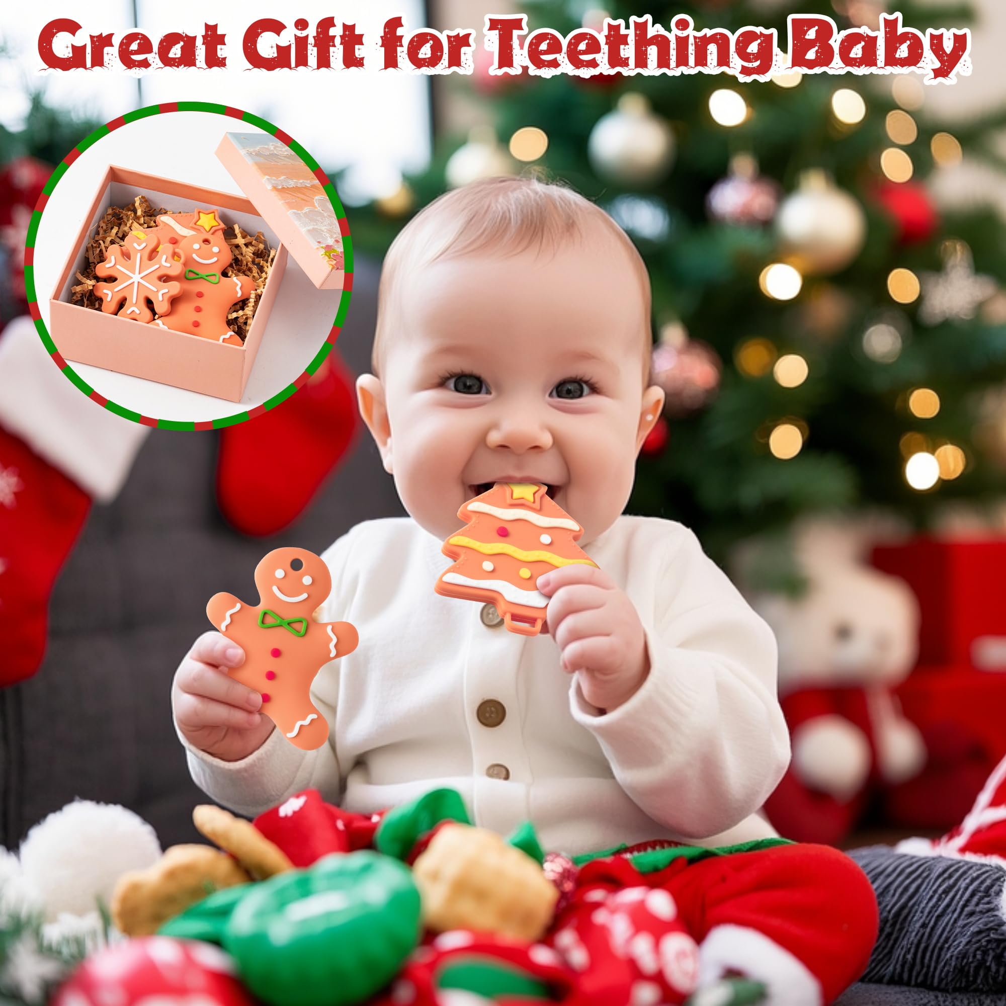 FVhujuan Christmas teether tree side comfortable hold for little fingers