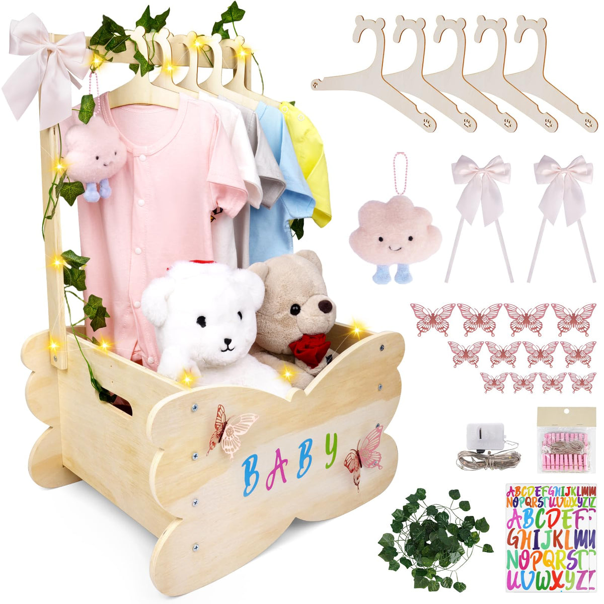 FVNPIHAM wooden baby shower crate closet with handle for organized storage