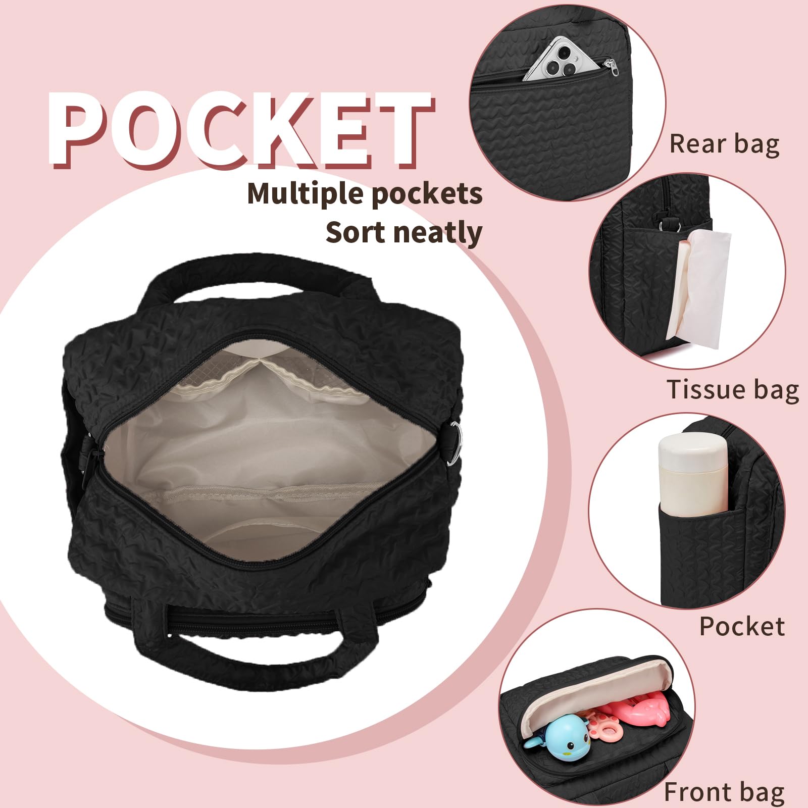 Fwkekye crossbody diaper bag with eight pockets for on-the-go organization
