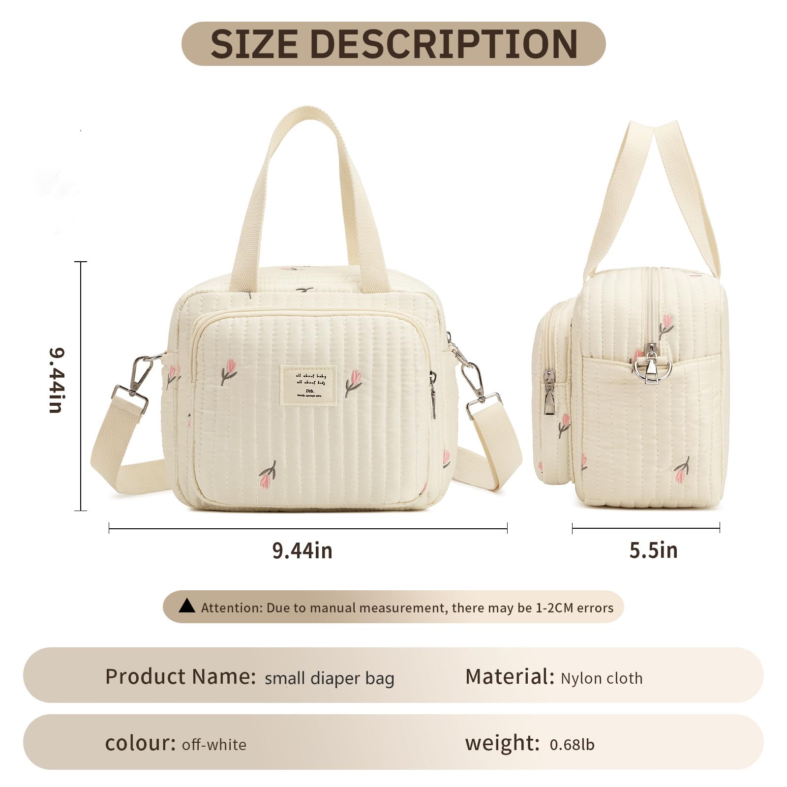 Fwkekye diaper bag tote front pocket for quick baby essentials.