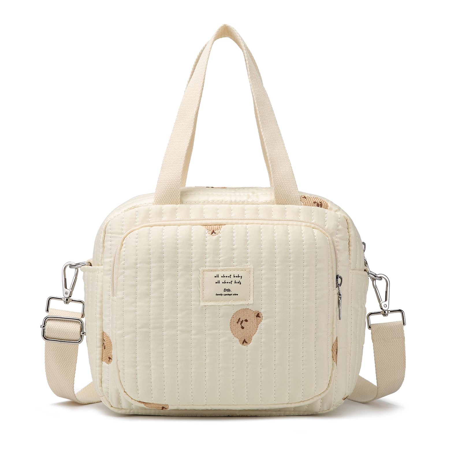 Fwkekye small diaper bag tote with multiple pockets for quick access.
