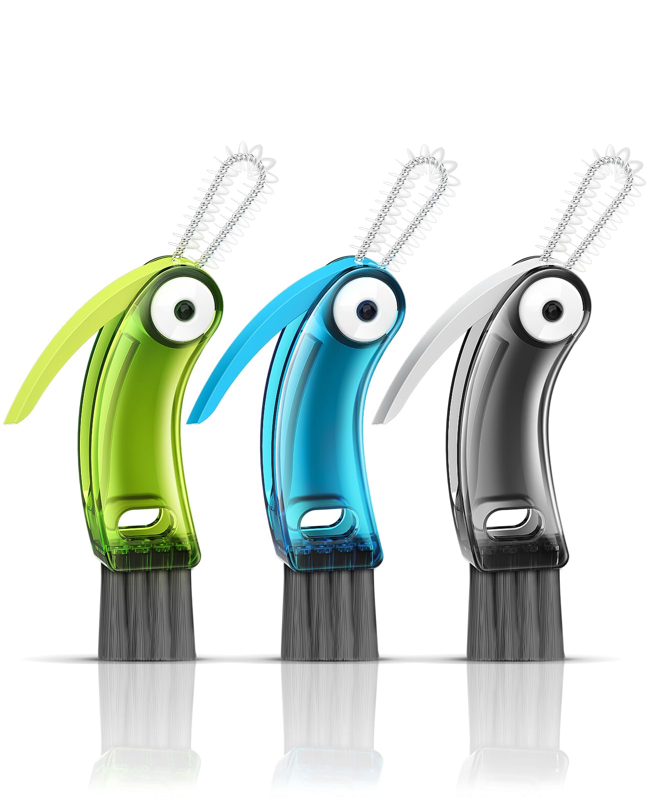Fwomucl 3in1 cup lid cleaning brush set cleans narrow corners with soft and stiff bristles.