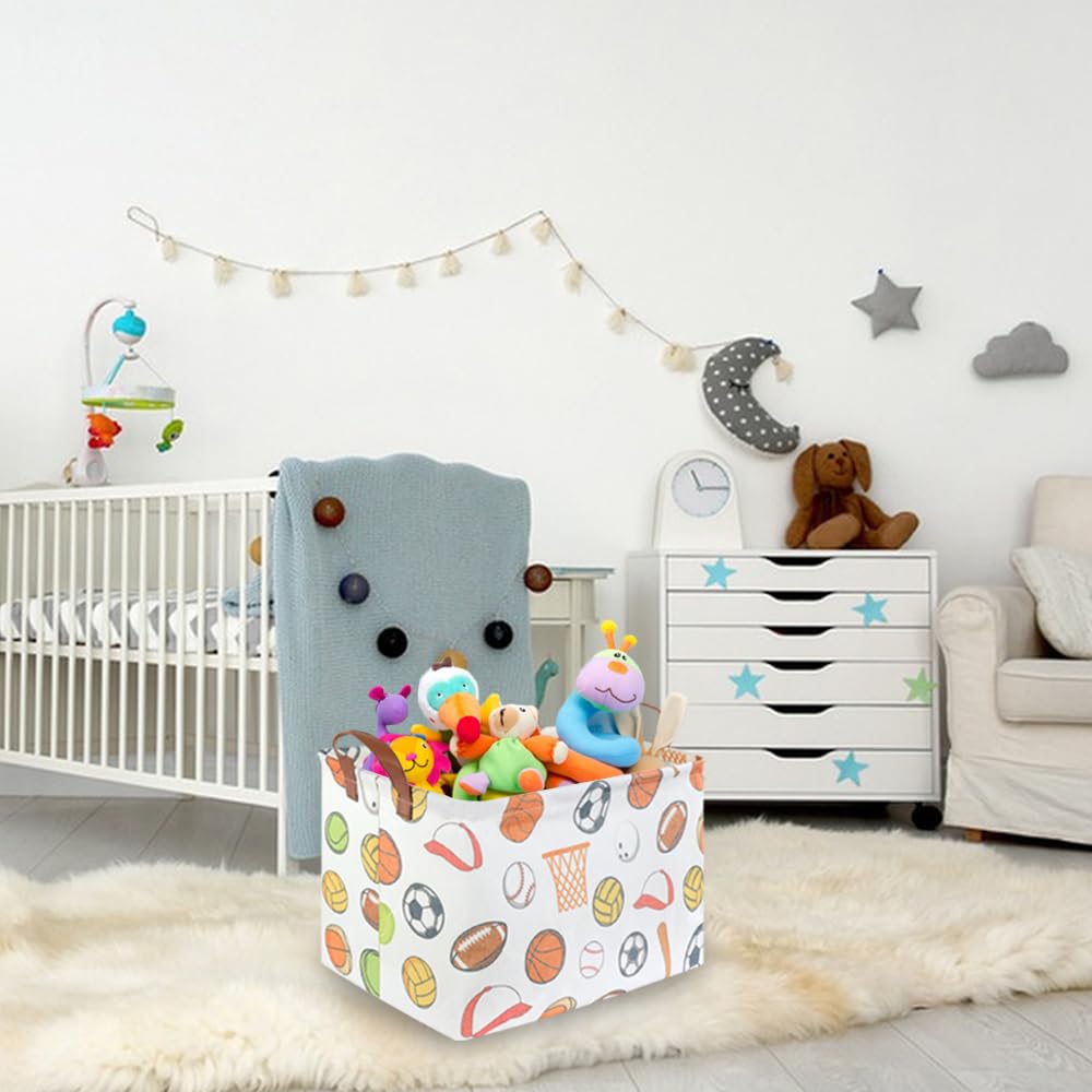 FXOCSHE basket with leather handle for easy transport of toys.