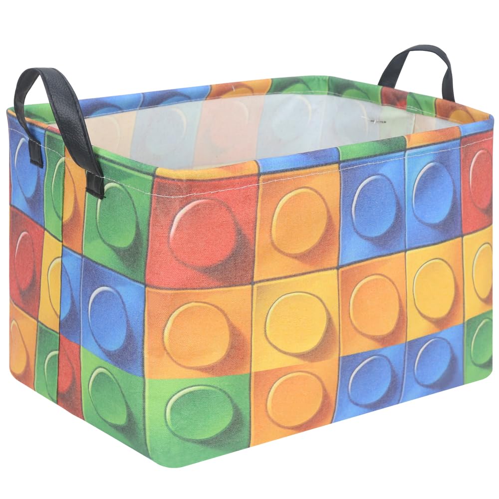 FXOCSHE Building Brick Basket with cartoon design for playful toy storage