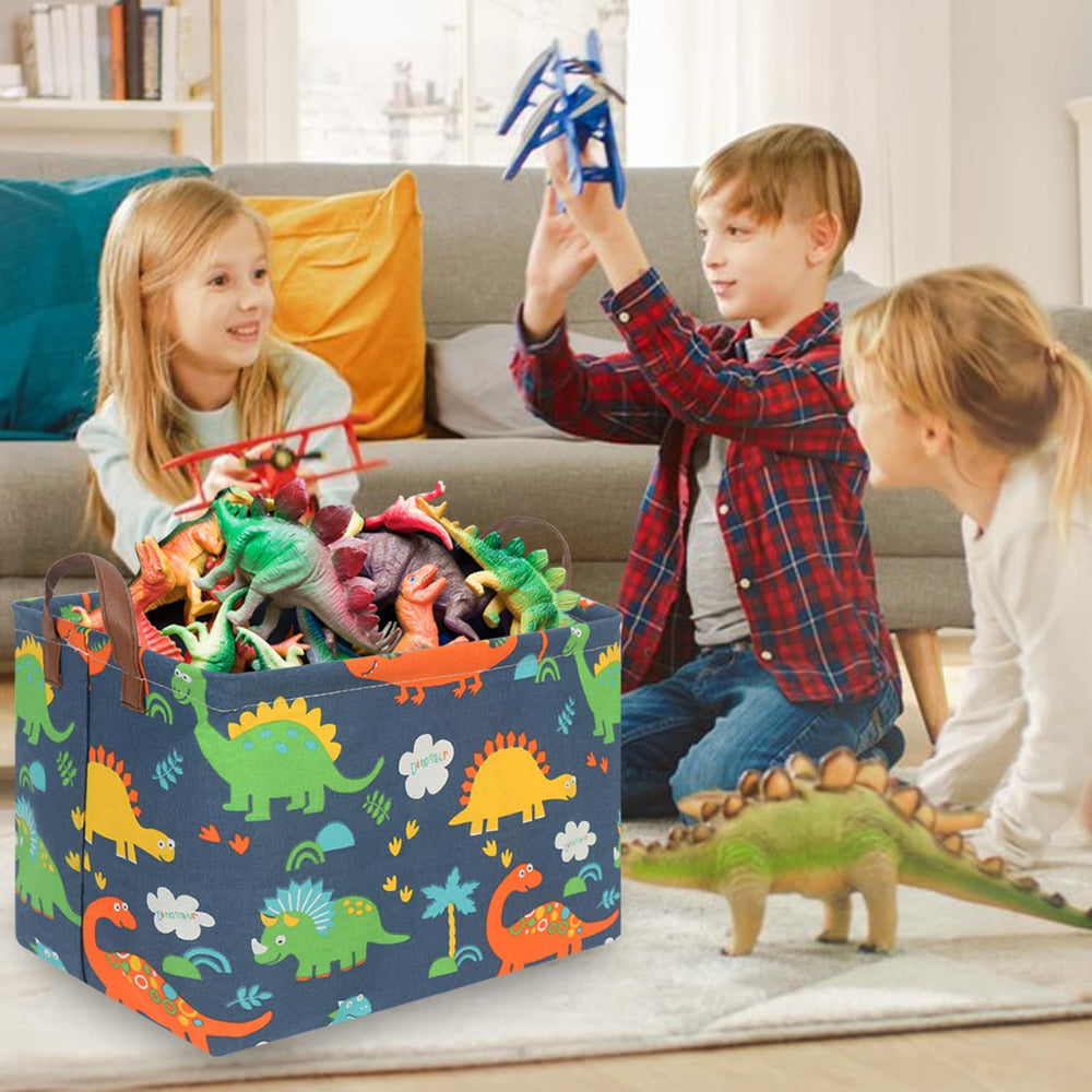 FXOCSHE Easter Dinosaur Basket open reveals roomy 15L capacity for toys.