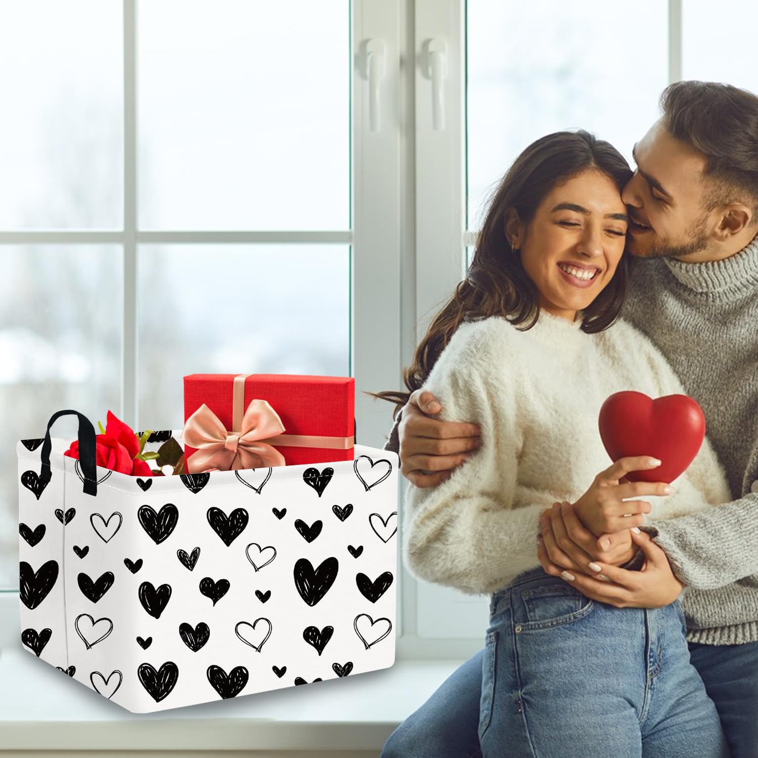 FXOCSHE heart-shaped basket standing upright for quick use without assembly
