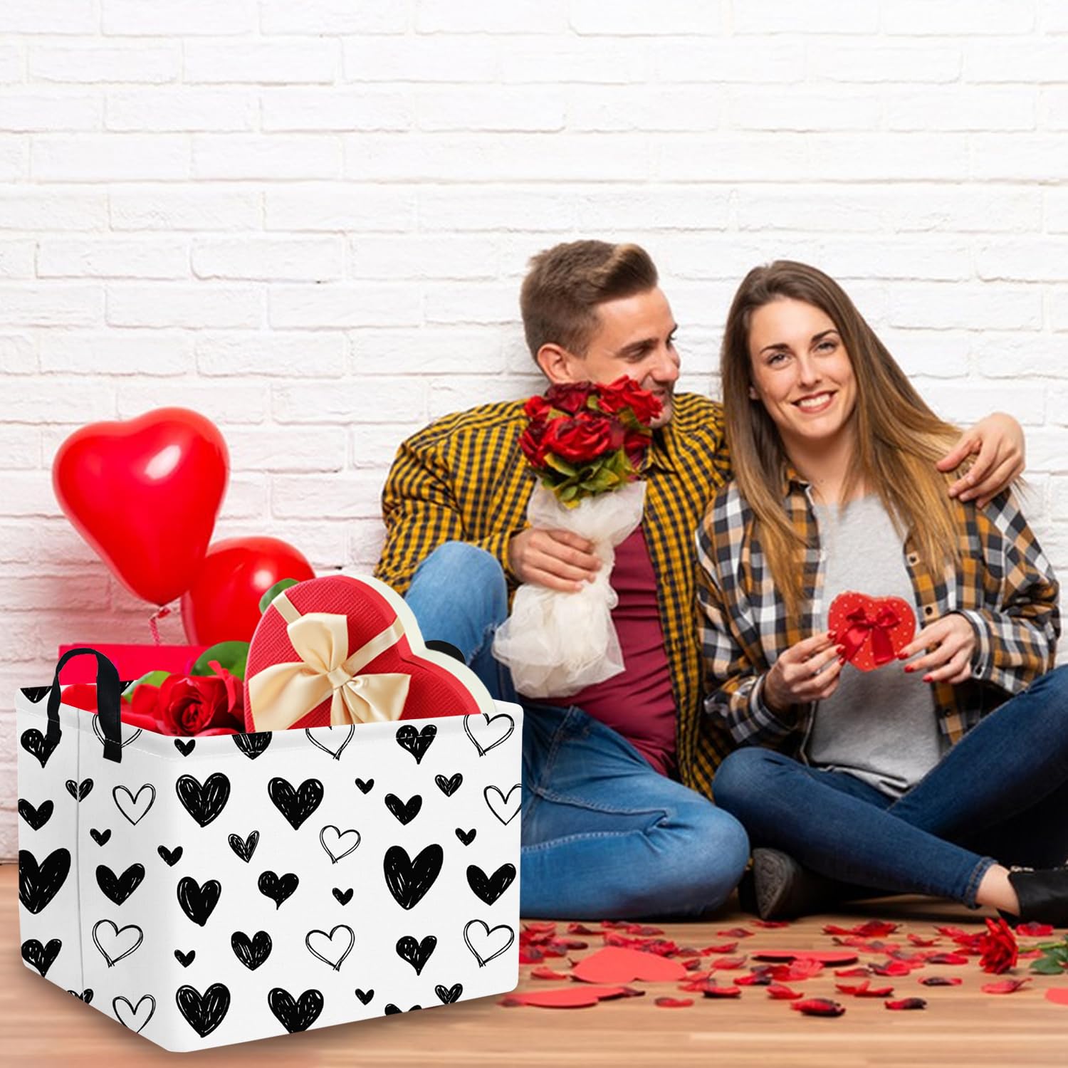 FXOCSHE heart-shaped basket organizing toys and clothes in a bedroom