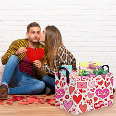 FXOCSHE heart print Easter basket adds charming decor and storage.