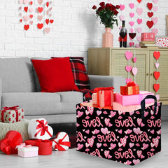 FXOCSHE hearts print Easter basket adds seasonal charm to decor.