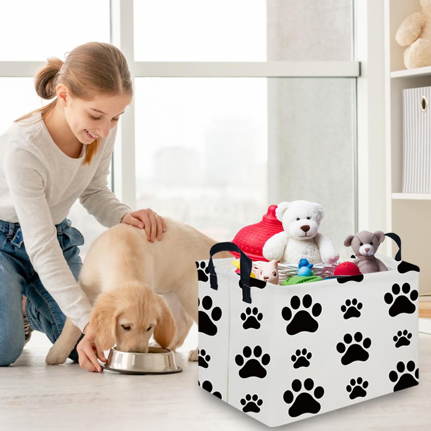 FXOCSHE kids room storage basket helps declutter play areas with style.