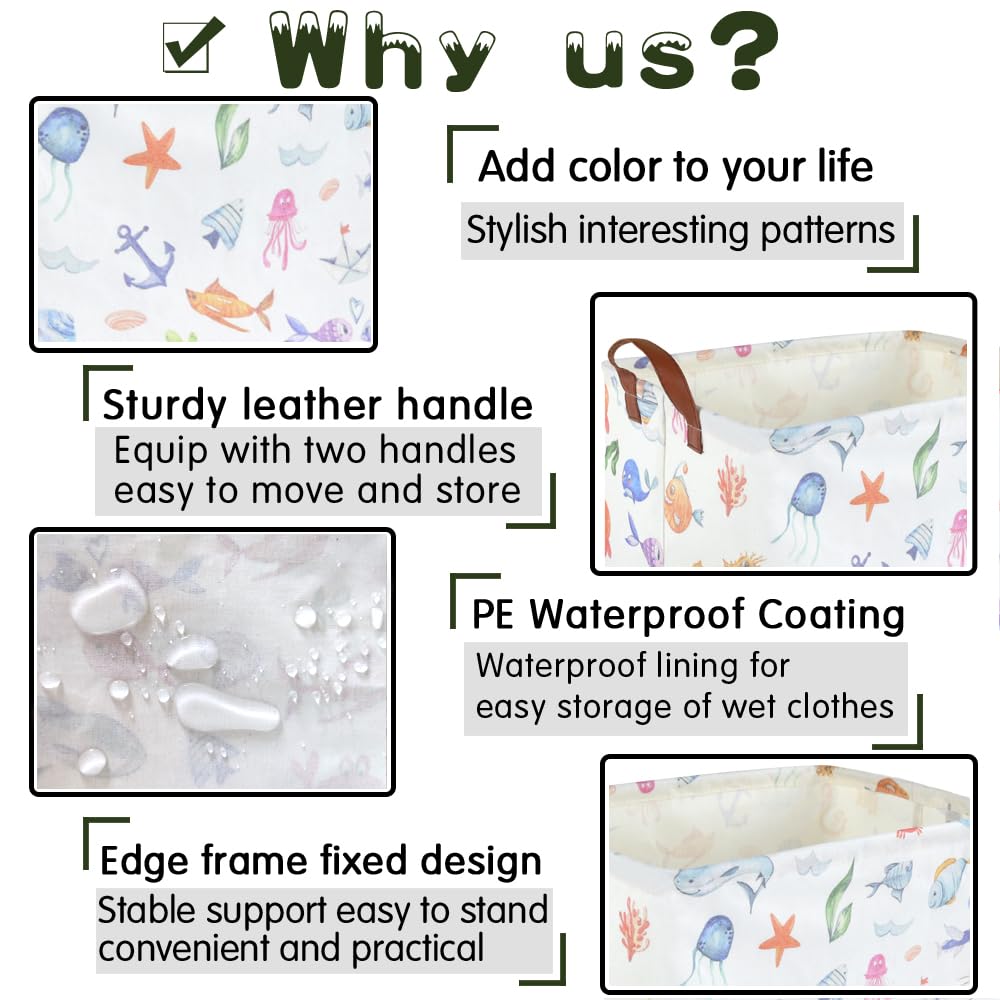 FXOCSHE Leather-handle Portable Storage Bin for easy carrying.