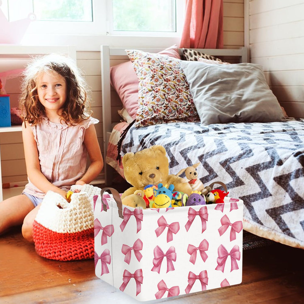 FXOCSHE Pink canvas laundry bin with waterproof inner coating for protection.