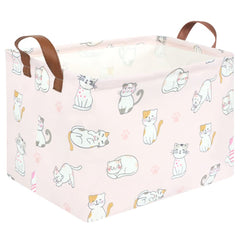FXOCSHE pink cat rectangular basket for tidy toy storage in nursery