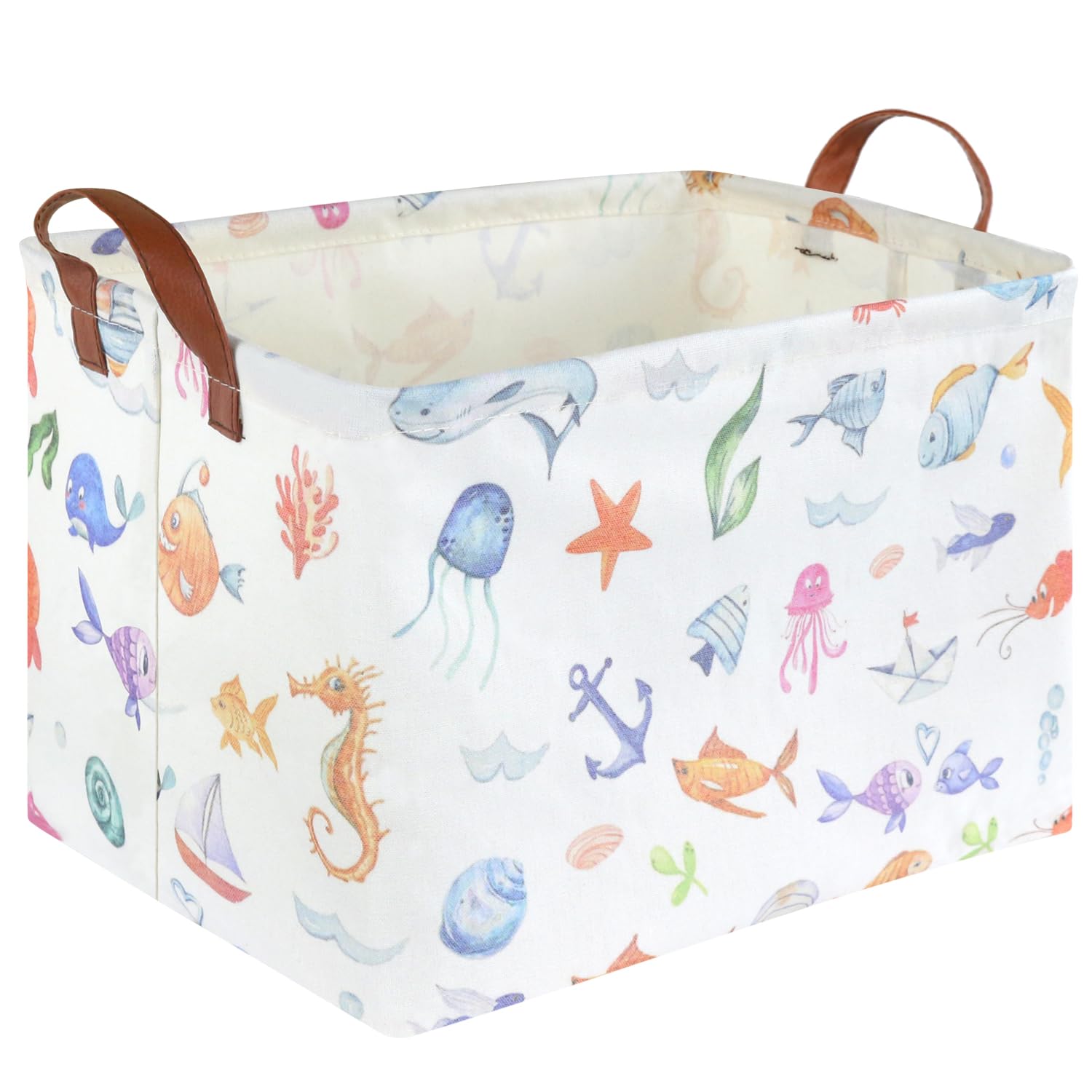 FXOCSHE Rectangle Fish Basket front view for roomy toy storage.