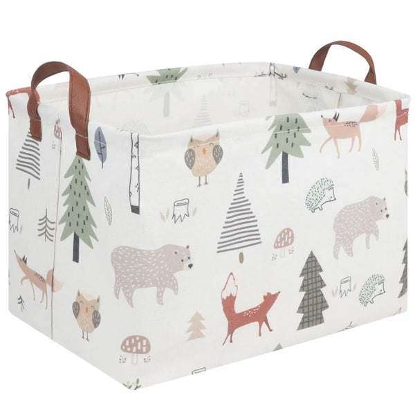 FXOCSHE rectangular animals basket stands upright for easy storage.