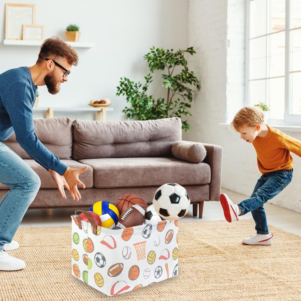 FXOCSHE rectangular ball basket opened, ready to organize toys and books.