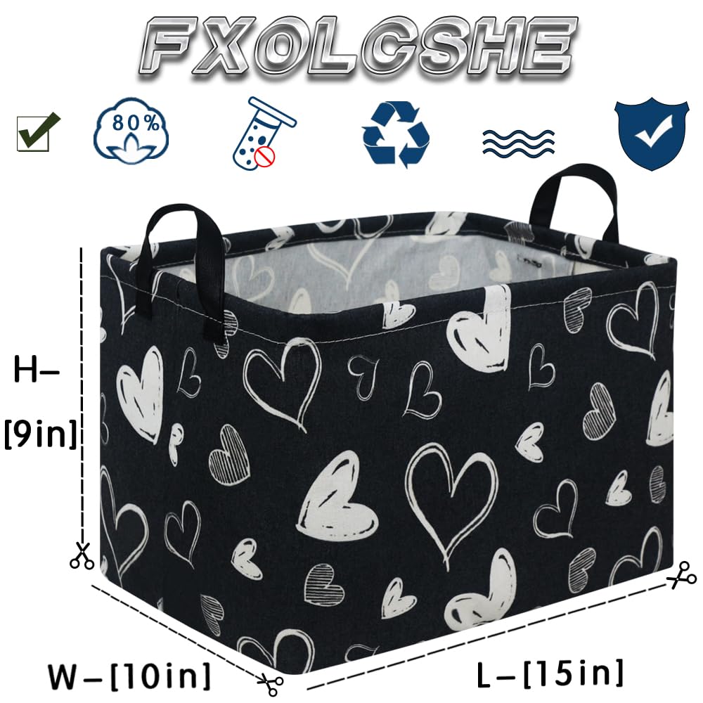 FXOCSHE rectangular black gift basket decor, adds a playful love-heart accent