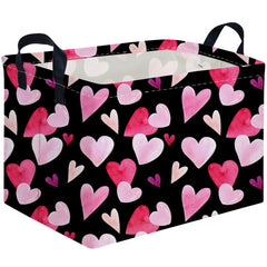 FXOCSHE rectangular black Valentine basket closeup highlights durable, portable storage for toys and decor.