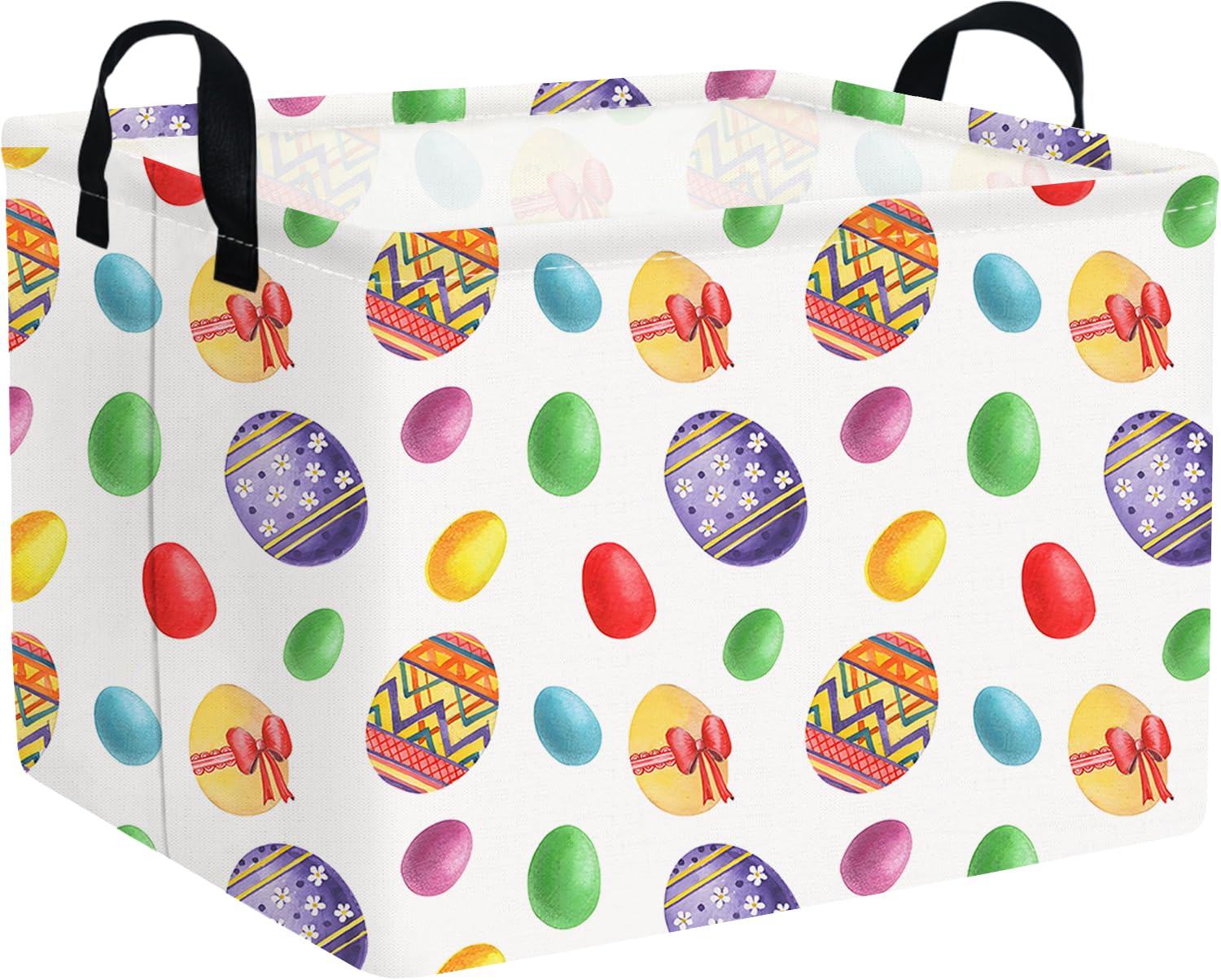 FXOCSHE rectangular Easter basket with flower egg pattern for decorative storage