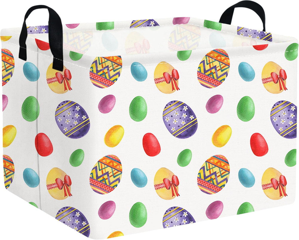FXOCSHE rectangular Easter basket with flower egg pattern for decorative storage