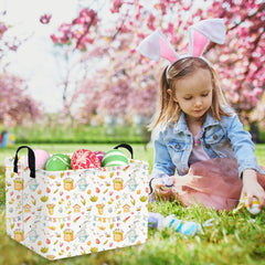 FXOCSHE rectangular Easter basket side view with water-resistant interior for easy cleaning.