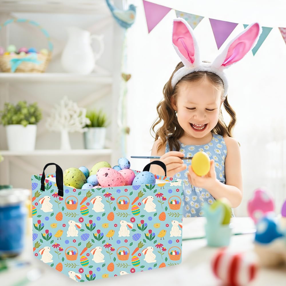 FXOCSHE Rectangular Easter Bunny Basket stores toys, clothes, and magazines neatly