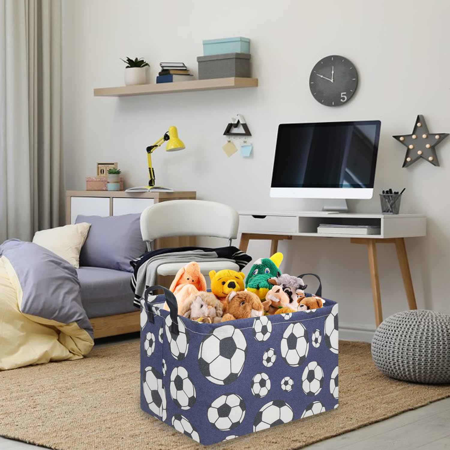 FXOCSHE rectangular Easter soccer basket ideal for toy room organization