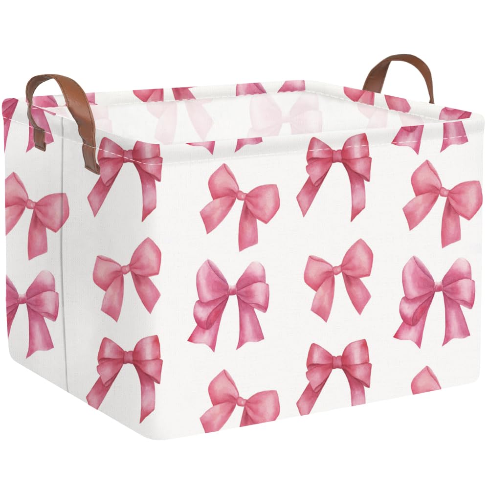 FXOCSHE Rectangular Pink Girls Basket for toy storage in a tidy nursery.