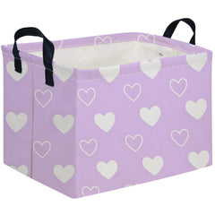 FXOCSHE rectangular purple heart storage basket keeps toys neatly organized.