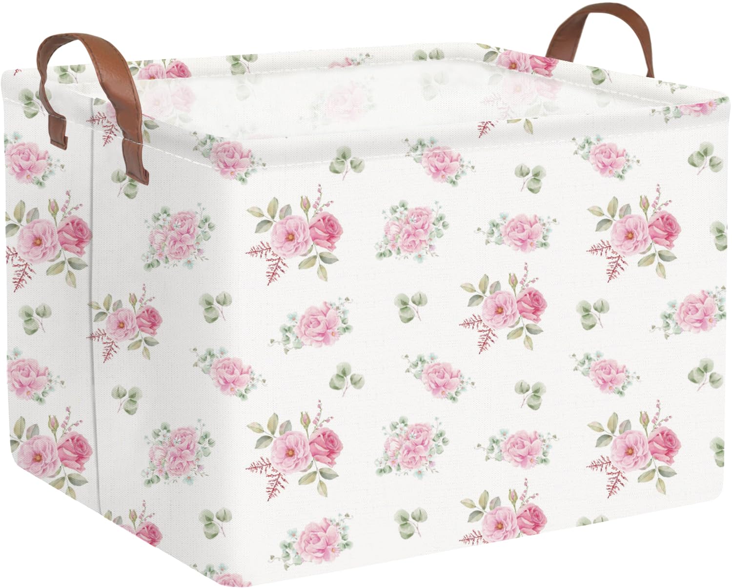 FXOCSHE rectangular rose pink basket front view for kid’s room storage