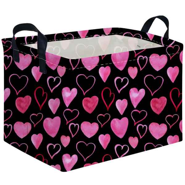 FXOCSHE rectangular Valentine's basket close-up highlights durable fabric and sturdy handle.