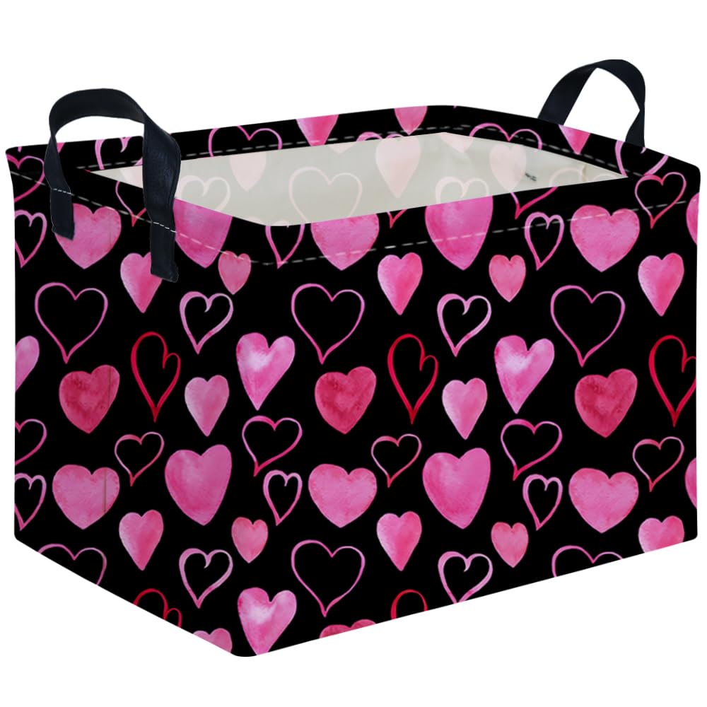 FXOCSHE rectangular Valentine's basket close-up highlights durable fabric and sturdy handle.