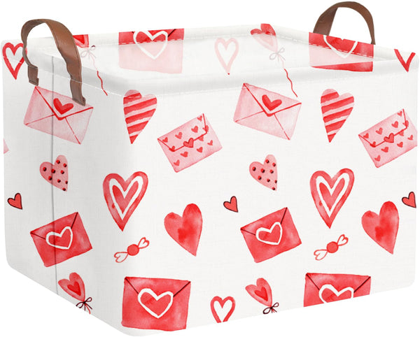 FXOCSHE Valentines pink heart basket closed for versatile storage in any room.