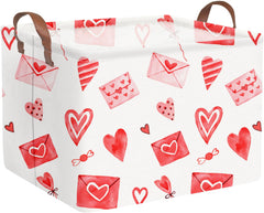 FXOCSHE Valentines pink heart basket closed for versatile storage in any room.