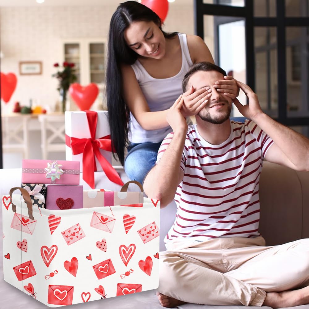 FXOCSHE Valentines pink heart basket open for easy nursery item access.