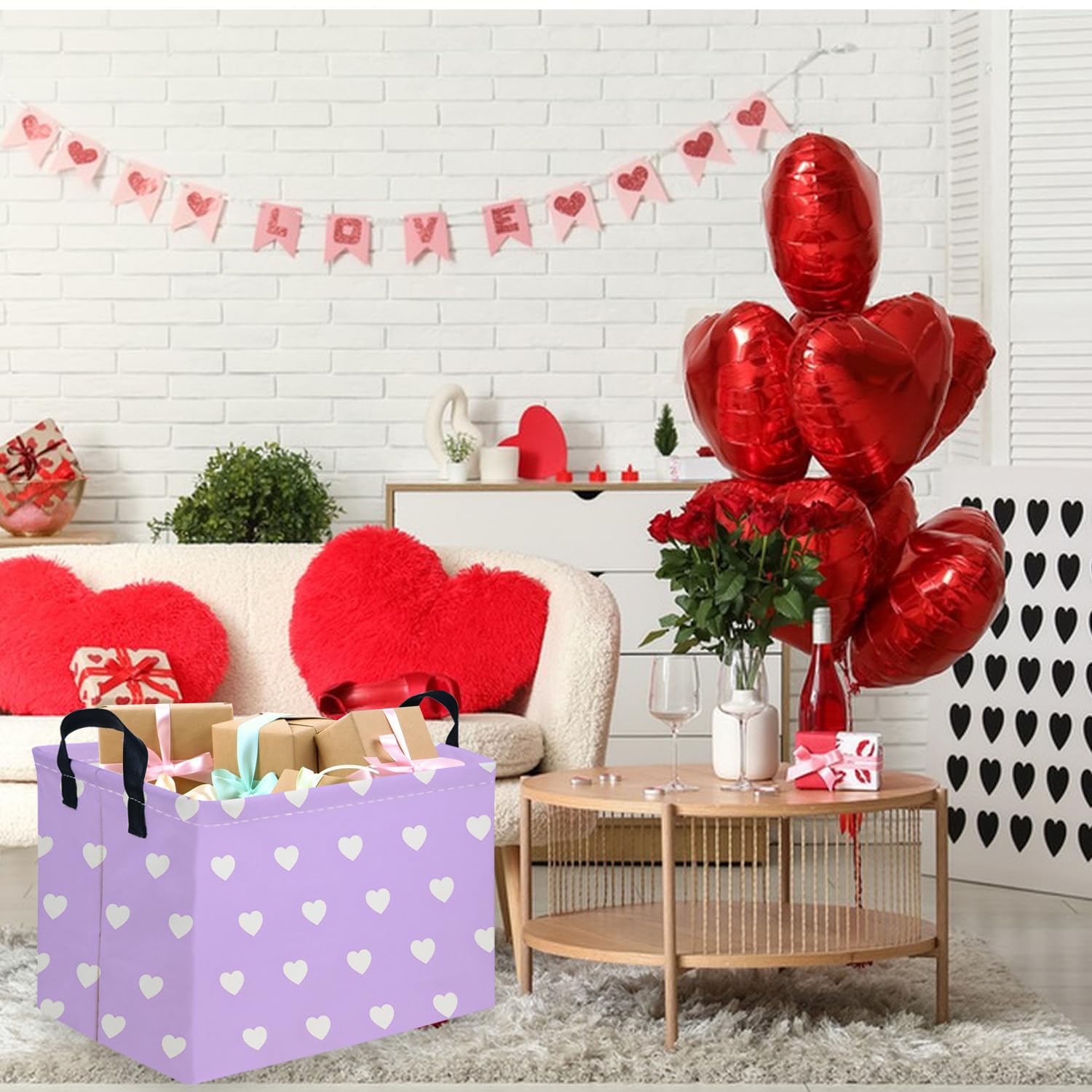 FXOCSHE Valentines storage bin doubles as a chic toy organizer.