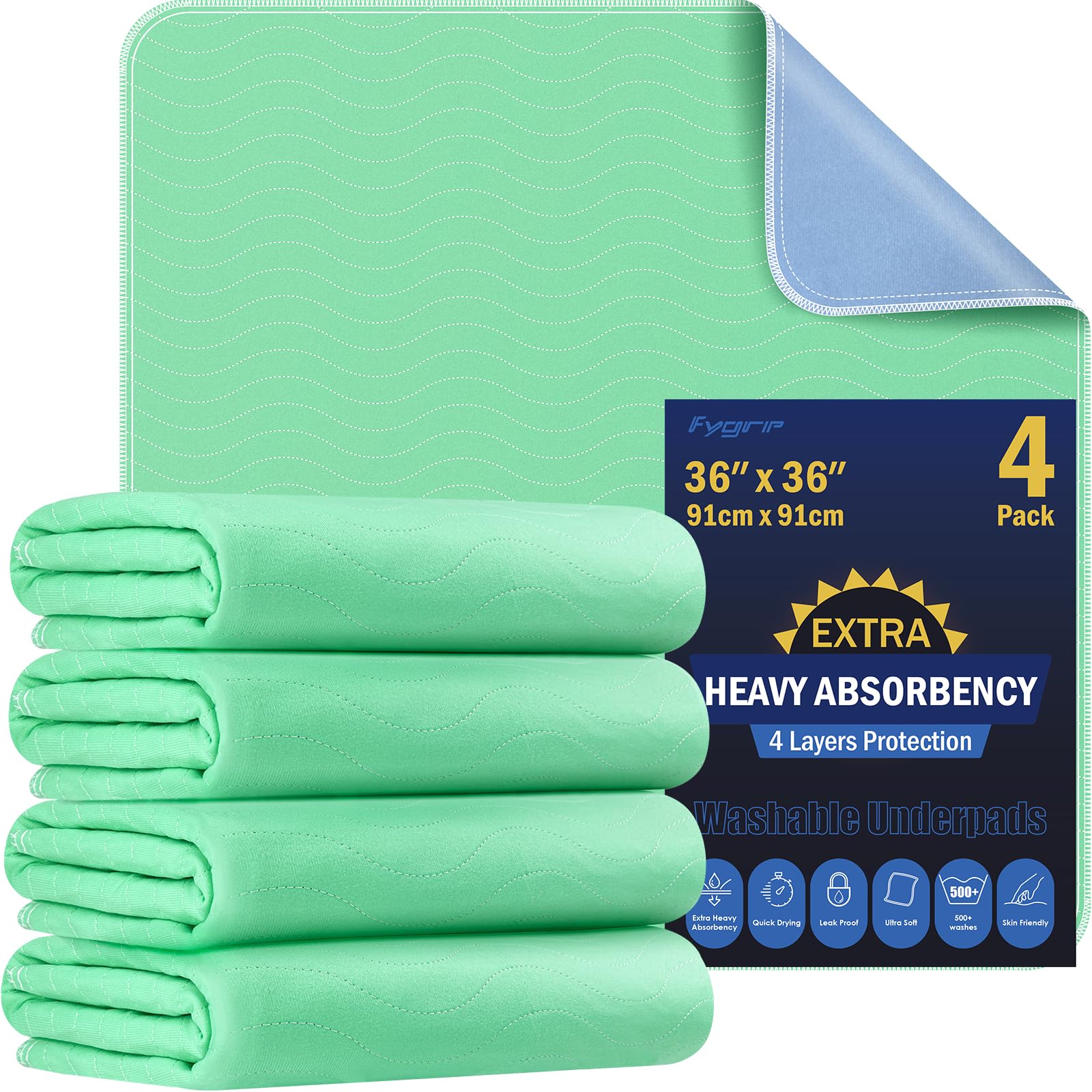 FYGRIP waterproof bed pad with quick-dry surface protects bedding overnight