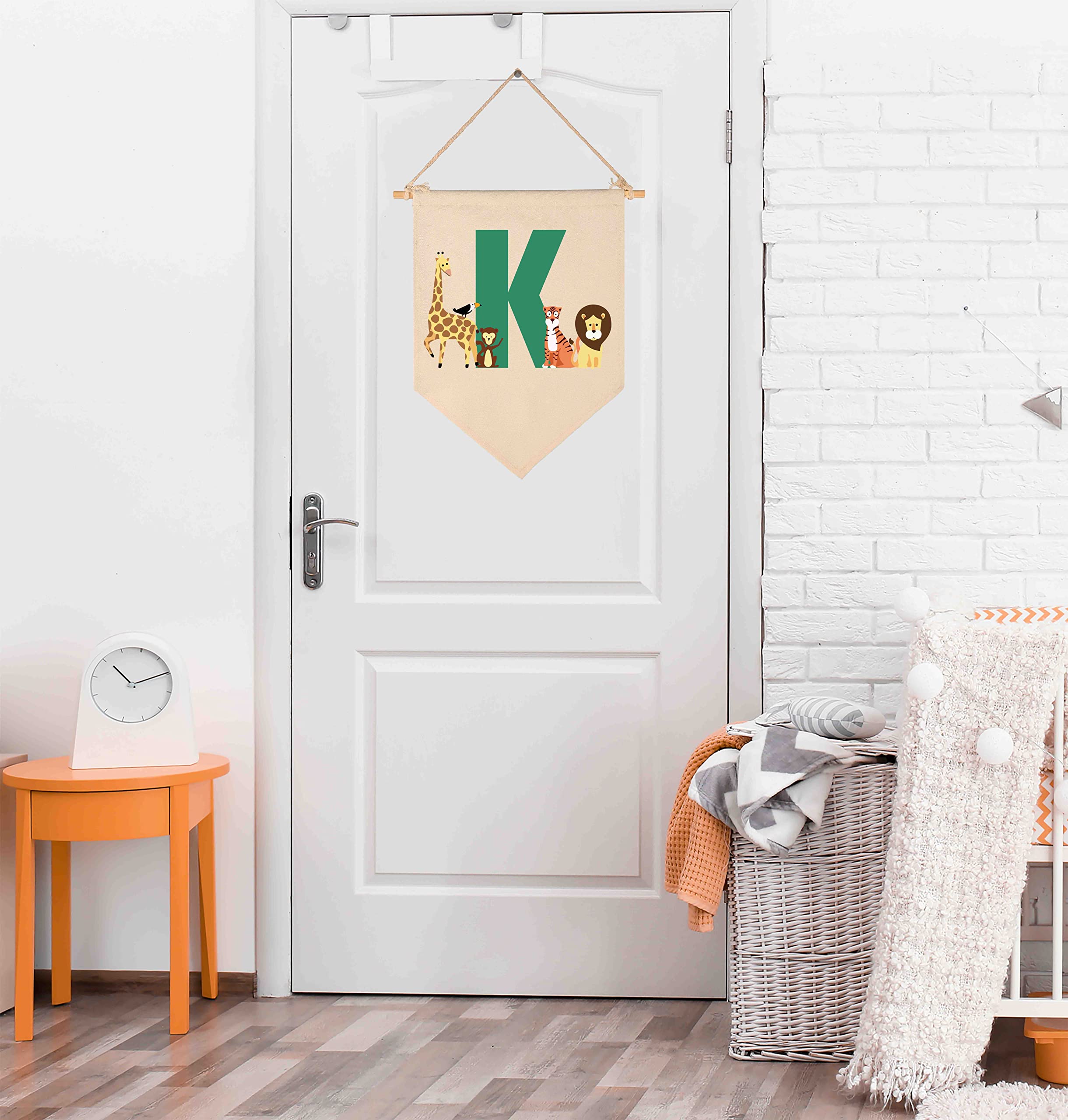 FYSIA baby room decor flag adds a personalized woodland touch.