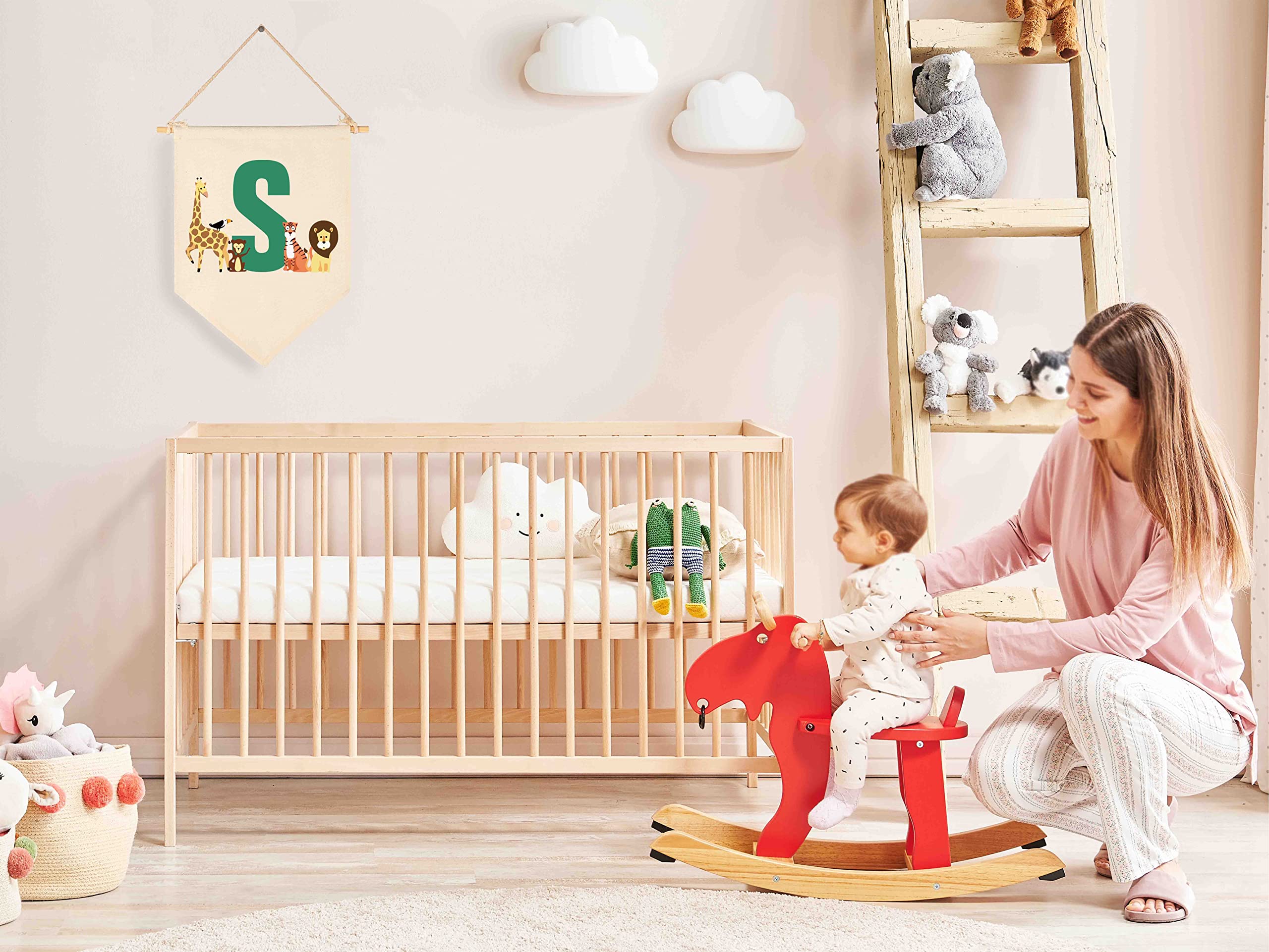 FYSIA cotton canvas banner featuring safari animals for playful nursery decor.