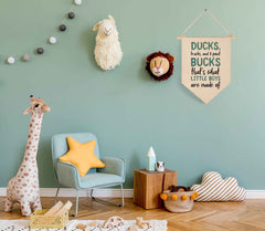 FYSIA front door canvas banner welcomes guests with beige wall art