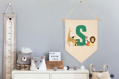 FYSIA monogrammed flag with initial S for a stylish kids' room.